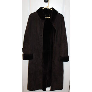 Manzari New York Brown Shearling Spanish Merino Fur Coat Jacket Size 38